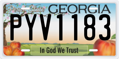 GA license plate PYV1183