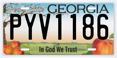 GA license plate PYV1186