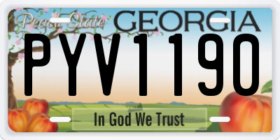 GA license plate PYV1190