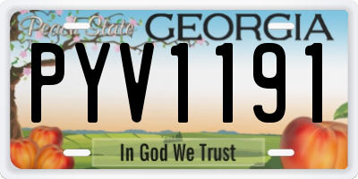 GA license plate PYV1191