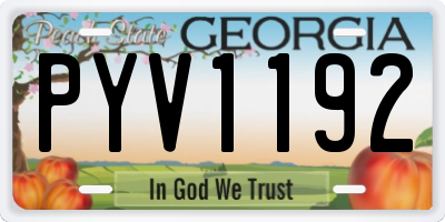 GA license plate PYV1192