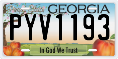 GA license plate PYV1193