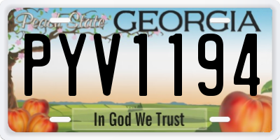 GA license plate PYV1194