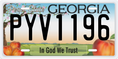 GA license plate PYV1196