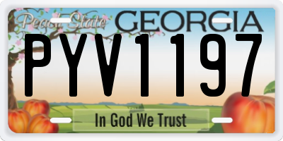 GA license plate PYV1197