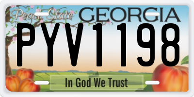 GA license plate PYV1198