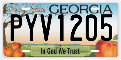 GA license plate PYV1205