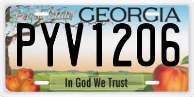 GA license plate PYV1206