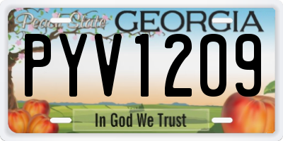 GA license plate PYV1209