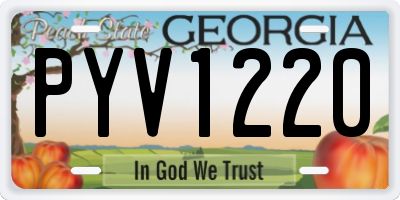 GA license plate PYV1220