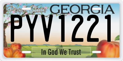 GA license plate PYV1221
