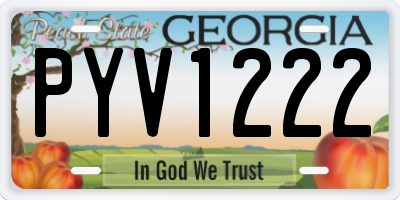 GA license plate PYV1222