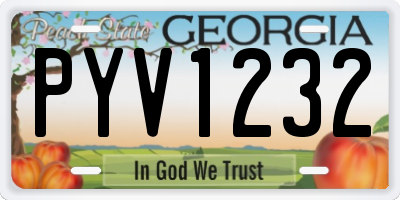 GA license plate PYV1232