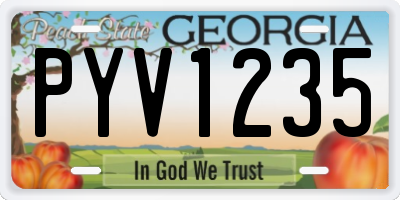 GA license plate PYV1235