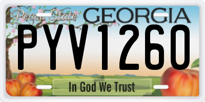 GA license plate PYV1260