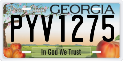 GA license plate PYV1275