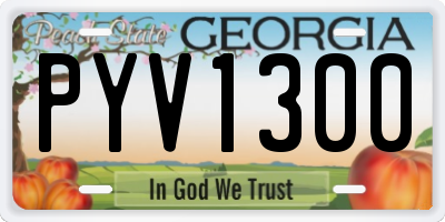 GA license plate PYV1300