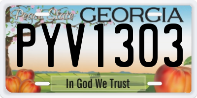 GA license plate PYV1303
