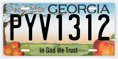 GA license plate PYV1312