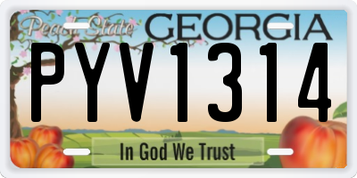 GA license plate PYV1314