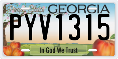 GA license plate PYV1315