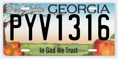 GA license plate PYV1316