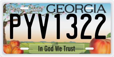 GA license plate PYV1322
