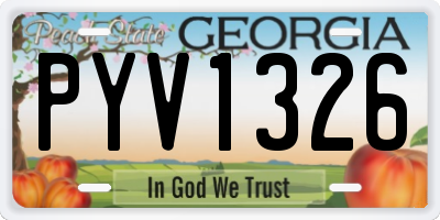 GA license plate PYV1326