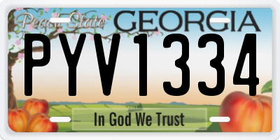 GA license plate PYV1334