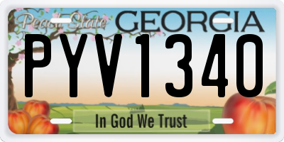 GA license plate PYV1340