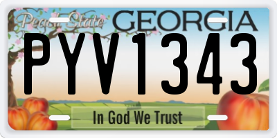 GA license plate PYV1343