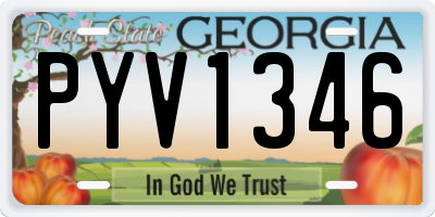 GA license plate PYV1346