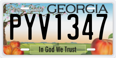 GA license plate PYV1347