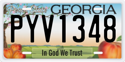 GA license plate PYV1348