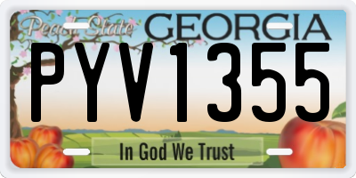GA license plate PYV1355