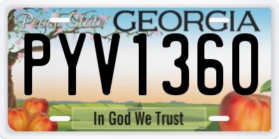 GA license plate PYV1360