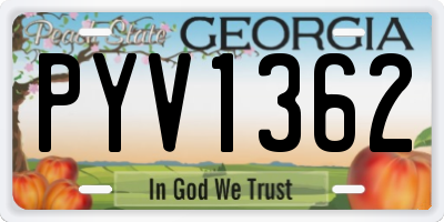 GA license plate PYV1362