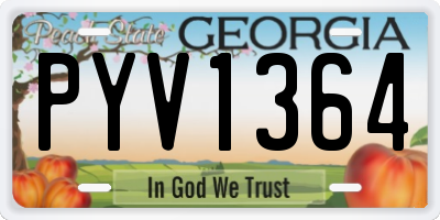 GA license plate PYV1364