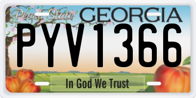 GA license plate PYV1366