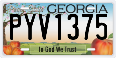 GA license plate PYV1375