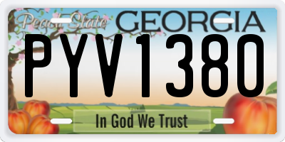 GA license plate PYV1380