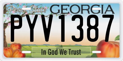 GA license plate PYV1387