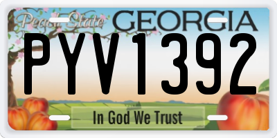 GA license plate PYV1392