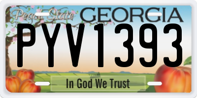 GA license plate PYV1393