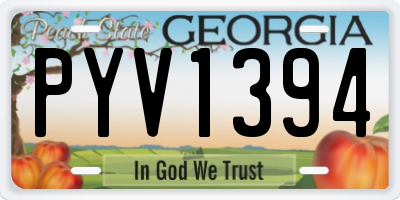 GA license plate PYV1394