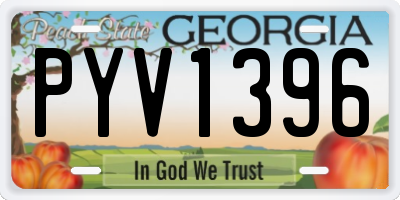 GA license plate PYV1396