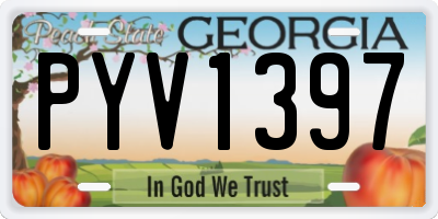 GA license plate PYV1397