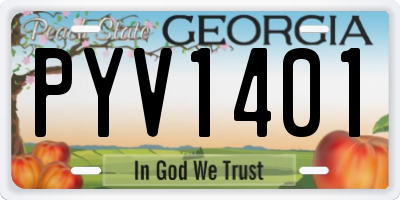 GA license plate PYV1401