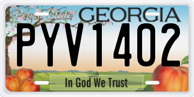 GA license plate PYV1402