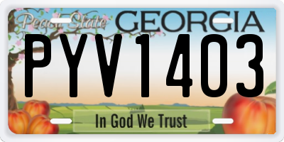 GA license plate PYV1403